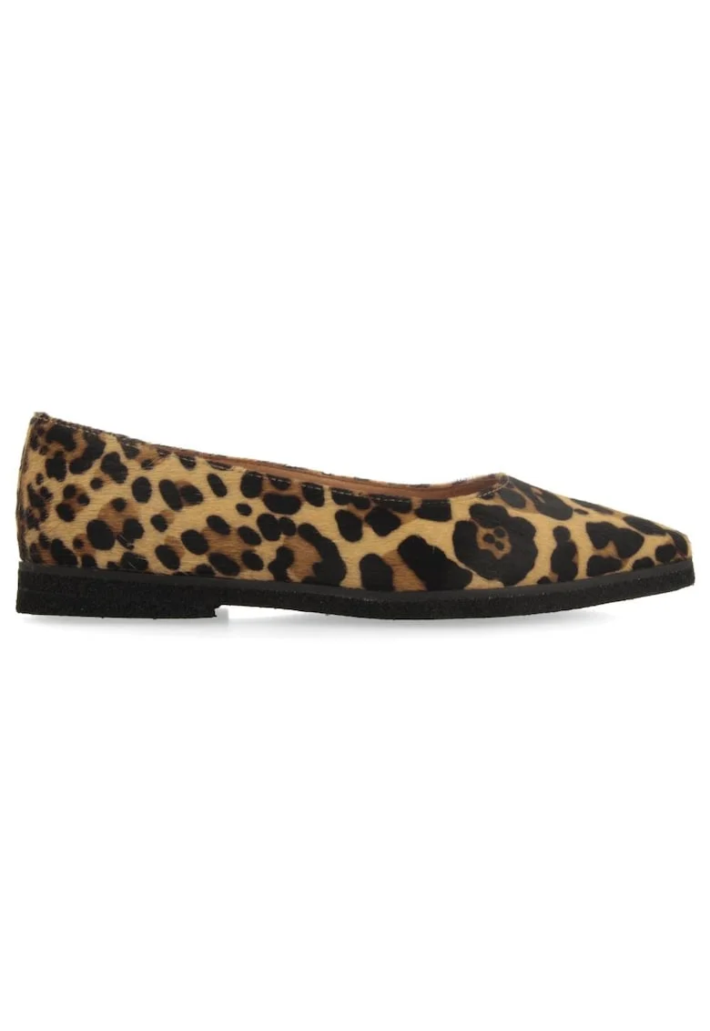 Balerini cu animal print, Negru/Maro