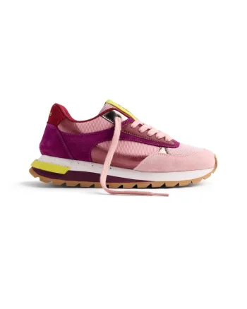Pantofi sport wedge de piele intoarsa, Roz