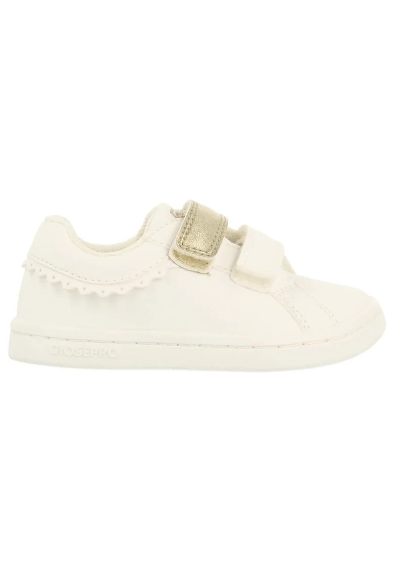 Pantofi sport din piele ecologica cu velcro, Alb