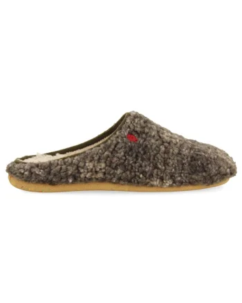 Papuci de casa din blana shearling sintetica, Kaki