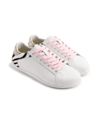 Pantofi sport low-cut din piele, Negru/Alb optic