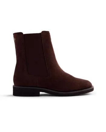 Ghete Chelsea de piele intoarsa cu garnituri elastice, Maro inchis