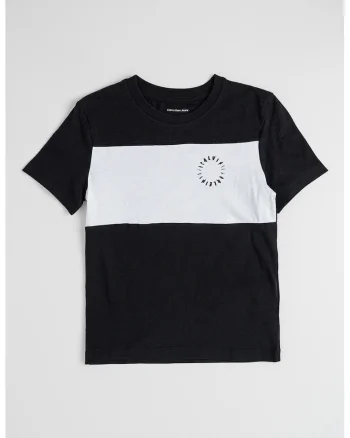 Tricou de bumbac cu decolteu la baza gatului, Alb/Negru
