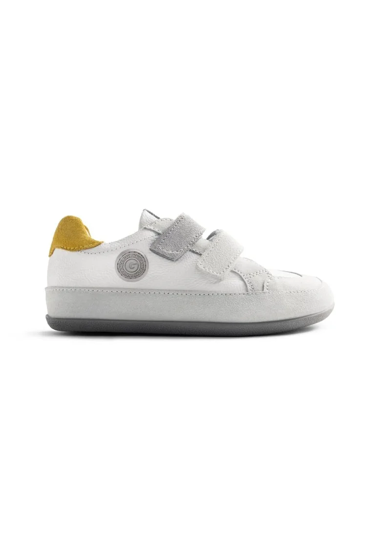 Pantofi sport de piele si piele intoarsa cu talpa flexibila Onekama, Alb, Alb