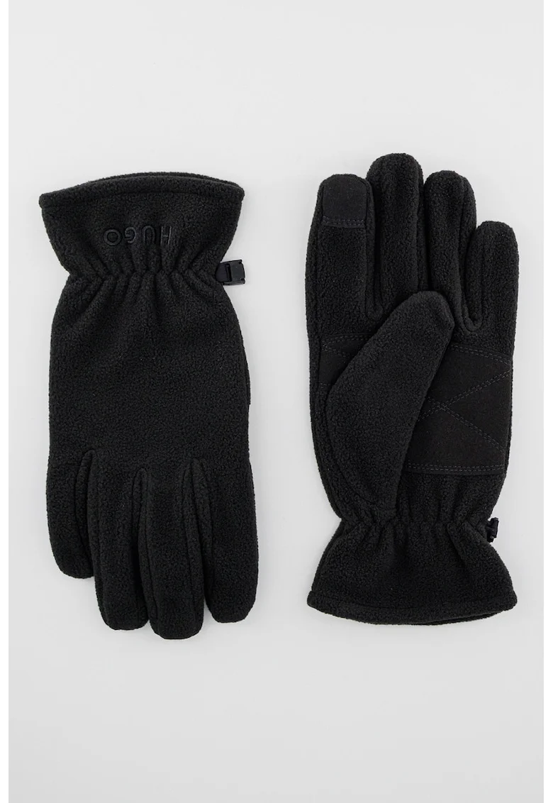 Manusi din fleece cu logo brodat, Negru