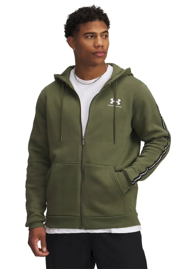 Hanorac din fleece cu logo, pentru fitness Icon, Verde sparanghel