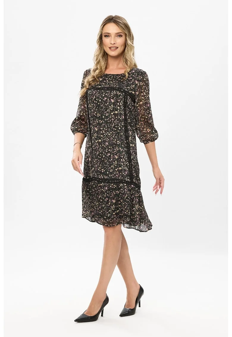 Rochie midi cu model floral Petra, Multicolor
