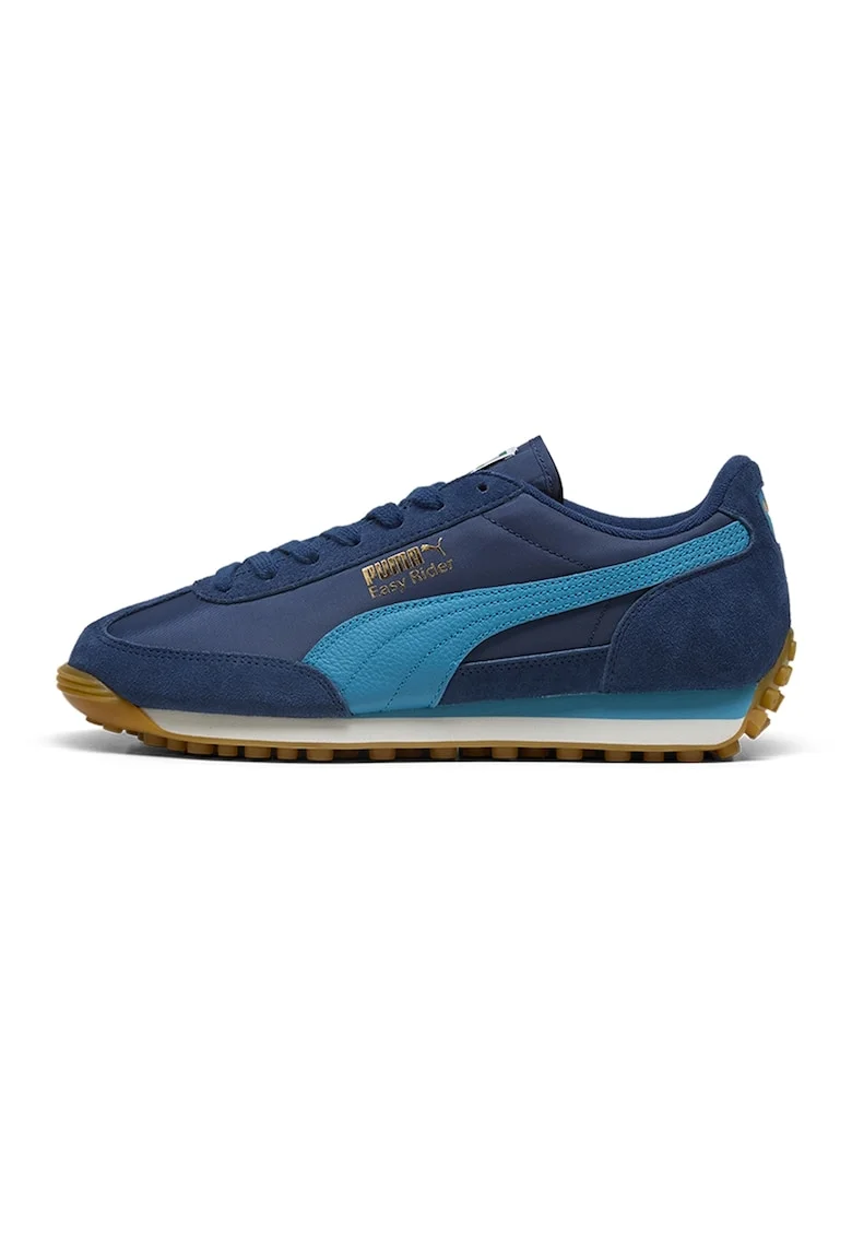Pantofi sport, Easy Rider Vintage cu garnituri de piele intoarsa, Albastru petrol/Bleumarin