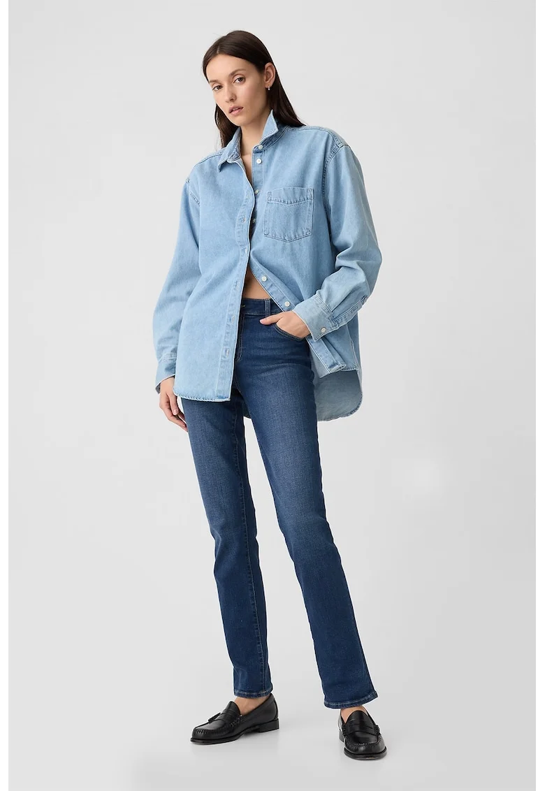 Blugi slim-fit cu talie medie, Albastru inchis