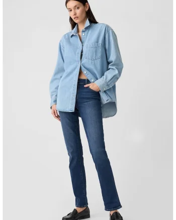 Blugi slim-fit cu talie medie, Albastru inchis