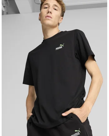 Tricou de bumbac cu decolteu la baza gatului ESS Boxy Tee, Negru stins