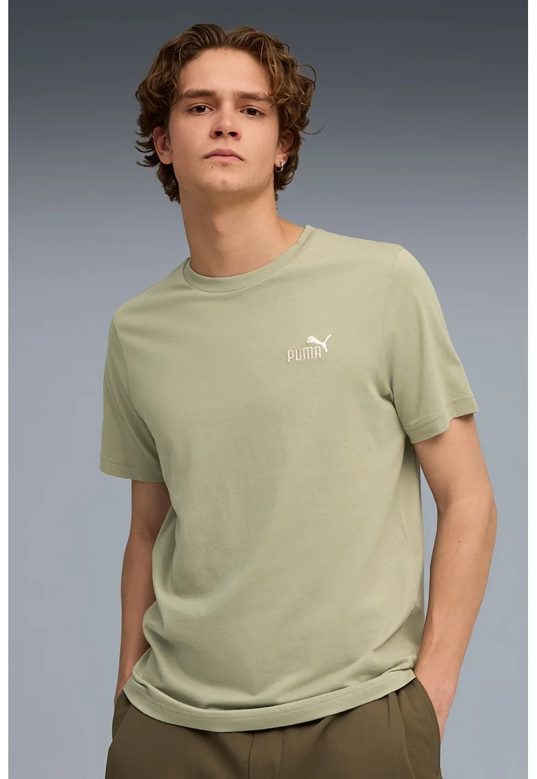 Tricou de bumbac cu decolteu la baza gatului ESS Boxy Tee, Verde pal