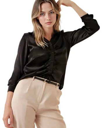 Camasa dama, HiCCUP, satin, negru, Negru