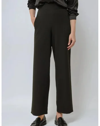 Pantaloni dama,  talie inalta, poliester-elastan, Negru