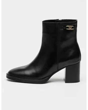 Botine din piele cu toc, Negru