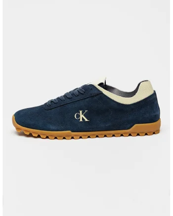 Pantofi sport low-cut de piele intoarsa cu garnituri de piele, Bleumarin