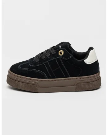 Pantofi sport cu insertii de piele intoarsa, Negru