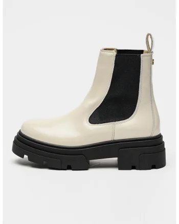 Ghete Chelsea de piele lacuita, Bej deschis