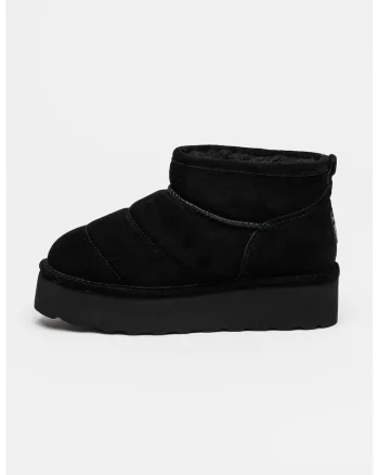 Ghete pull-on din piele intoarsa, Negru