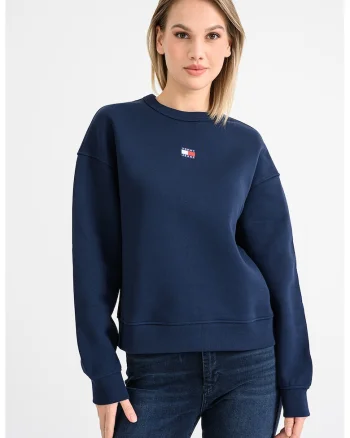 Bluza de trening cu decolteu la baza gatului si logo discret, Bleumarin
