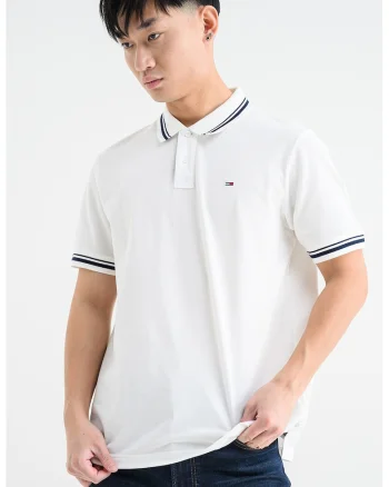 Tricou regular fit cu terminatii contrastante, Alb/Albastru ultramarin