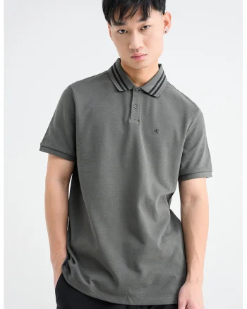 Tricou polo din bumbac, Alb/Kaki