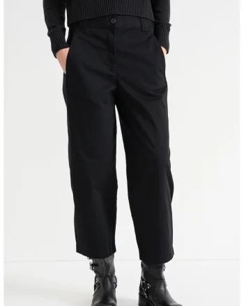 Pantaloni drepti cu talie inalta, Negru