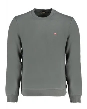 Bluza barbati cu logo, croiala Regular fit, decolteu la baza gatului, Verde inchis, Verde inchis