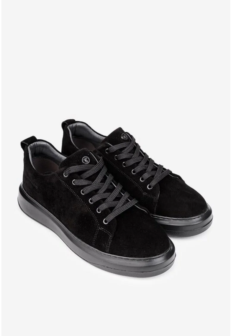 Pantofi barbati din piele intoarsa neagra