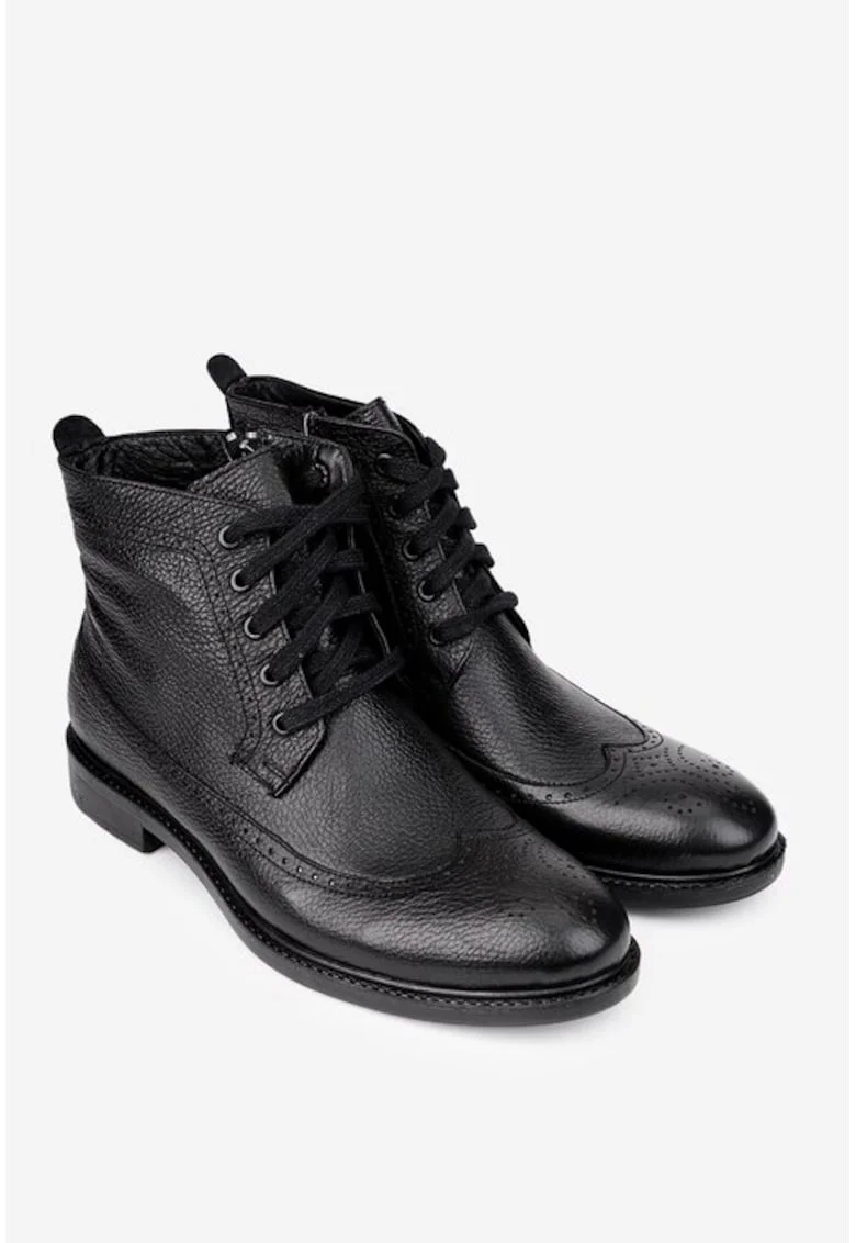 Ghete barbati confectionate din piele texturata neagra