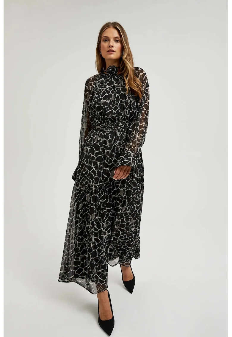 Rochie maxi neagra evazata, Negru