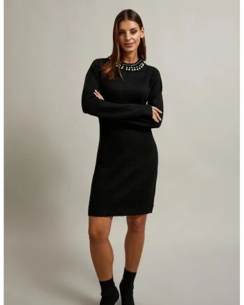 Rochie tricotata neagra ajustata, Negru