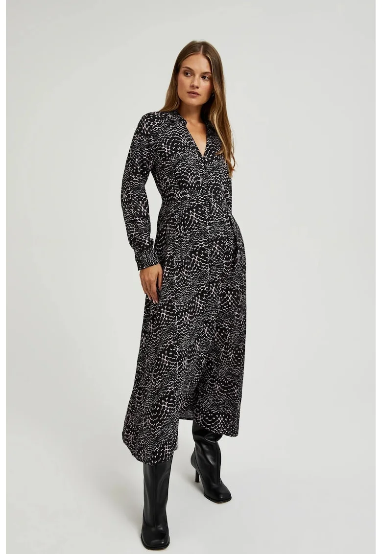 Rochie midi din viscose neagra, Negru