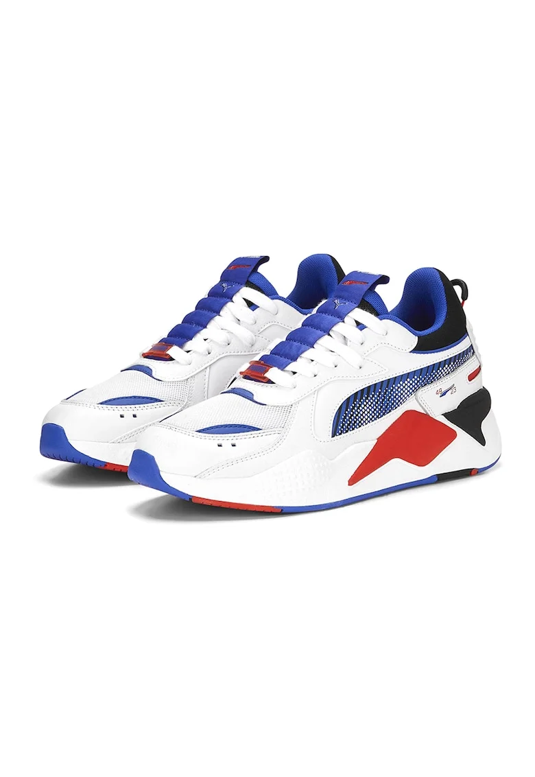 Pantofi sport cu garnituri de piele ecologica si insertii textile RS-X GEN, Albastru royal/Rosu vermillion/Alb murdar