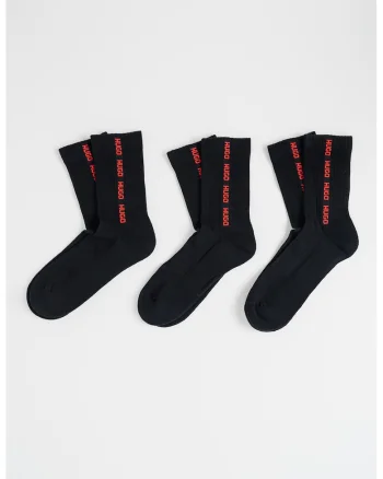 Set de sosete lungi cu logo - 3 perechi, Negru