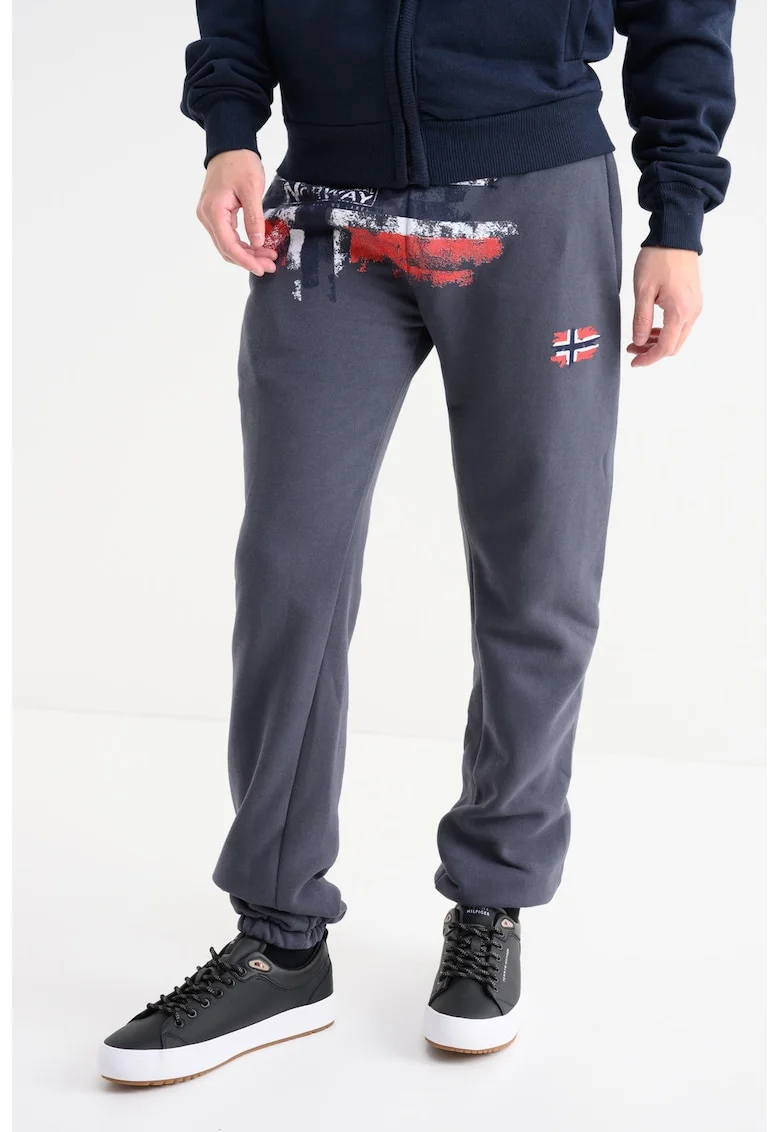 Pantaloni de trening cu logo Mapote, Gri inchis