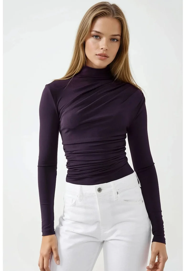 Bluza dama,  guler inalt, mov, Violet/Mov