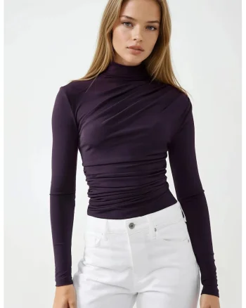 Bluza dama,  guler inalt, mov, Violet/Mov