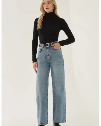 Blugi dama  denim, talie inalta, Albastru