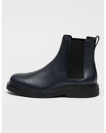 Ghete Chelsea de piele, Negru/Bleumarin