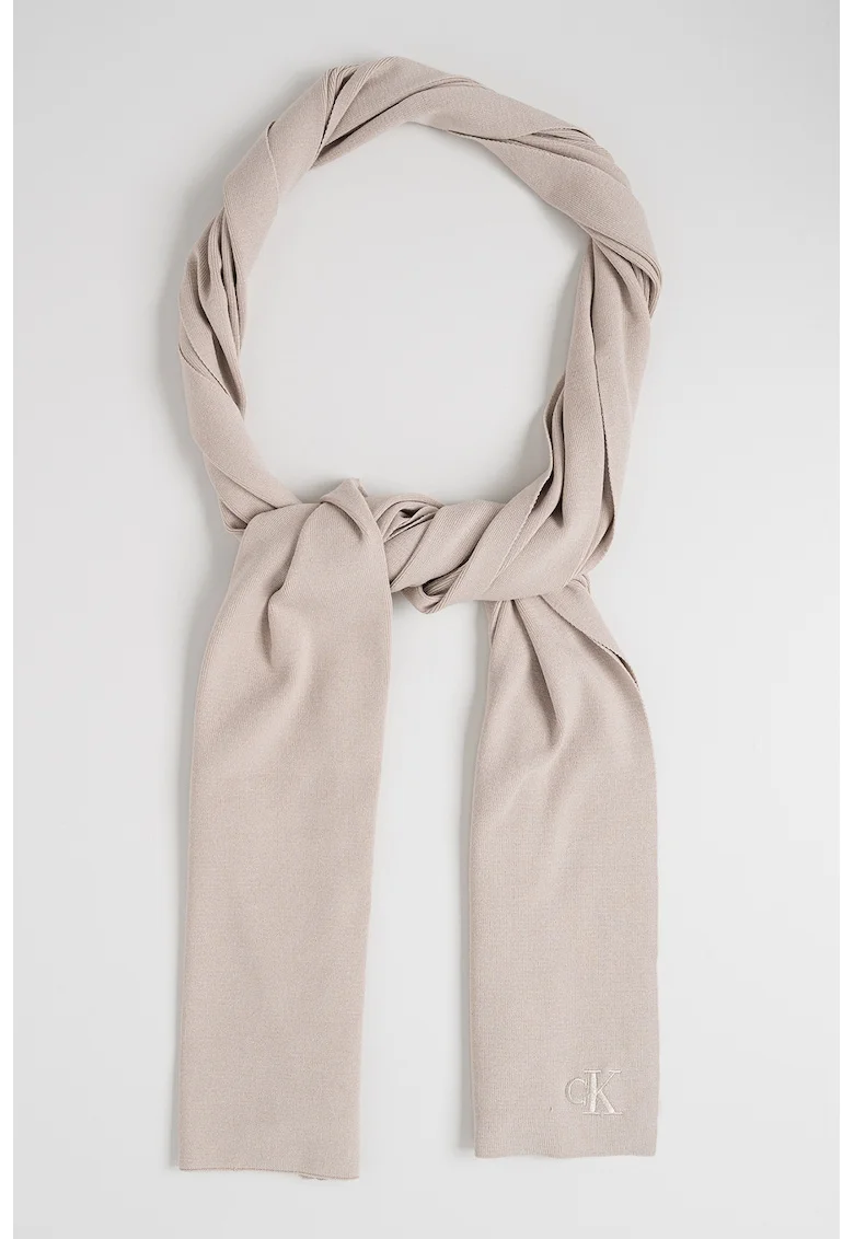 Fular tricotat fin cu model uni, Maro taupe deschis