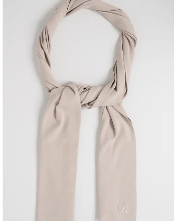 Fular tricotat fin cu model uni, Maro taupe deschis
