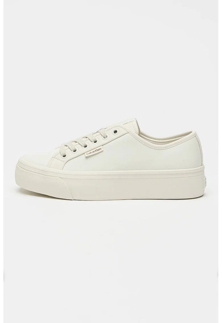 Pantofi sport flatform de piele, Alb