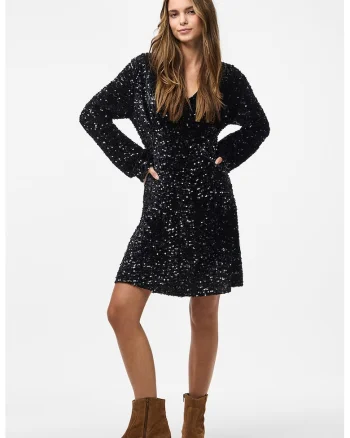 Rochie lejera scurta cu decolteu in V, Negru