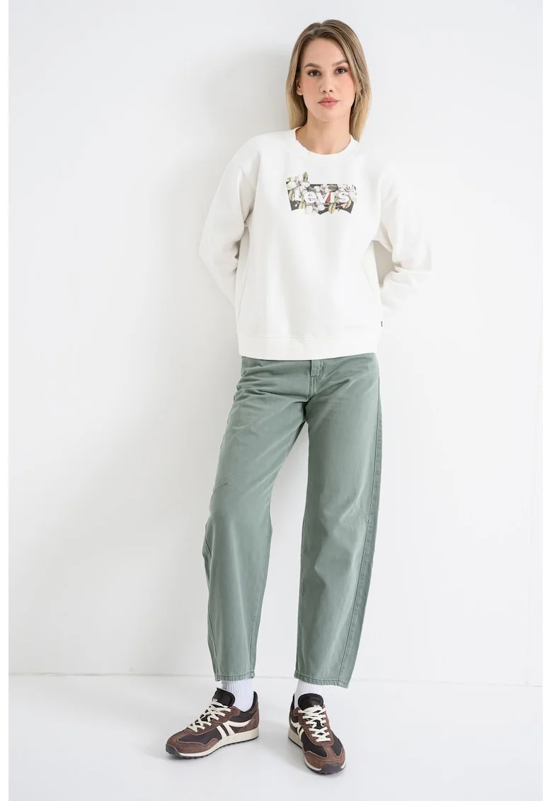 Bluza de trening cu imprimeu logo, Alb