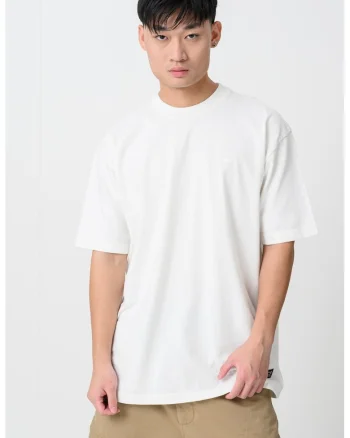 Tricou din bumbac cu decolteu la baza gatului, Alb