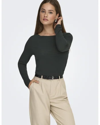 Bluza slim fit cu decolteu barcuta, Gri antracit