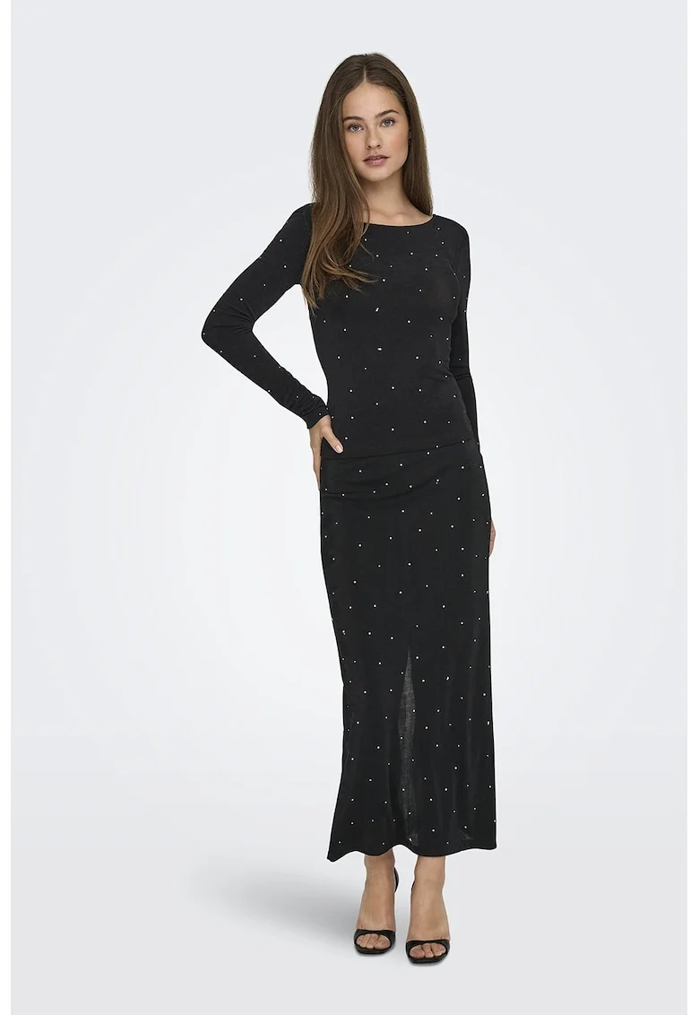 Bluza slim fit cu decolteu amplu pe spate, Alb fildes/Negru