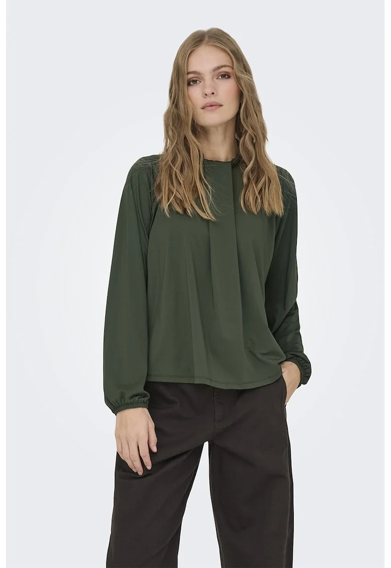 Bluza cu guler scurt si mansete elastice, Verde sparanghel