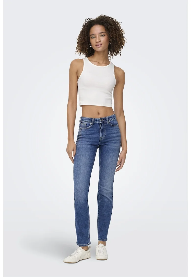 Blugi slim fit cu strasuri, Albastru deschis